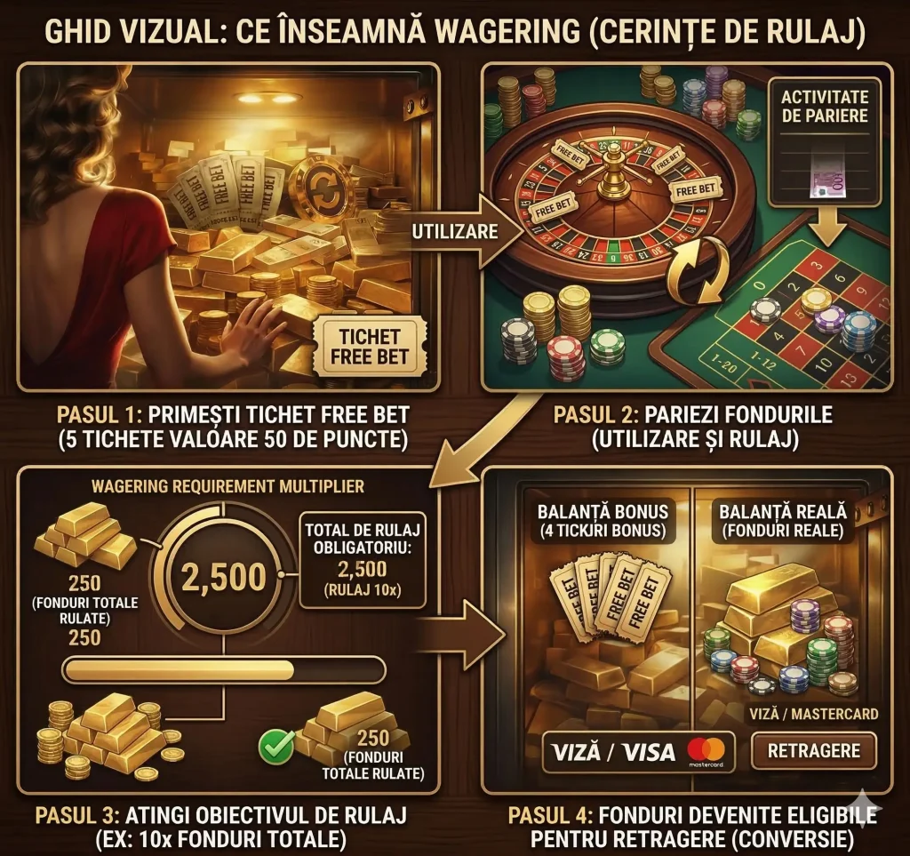 ghid vizual ce inseamna wagering la DonRo Cazino