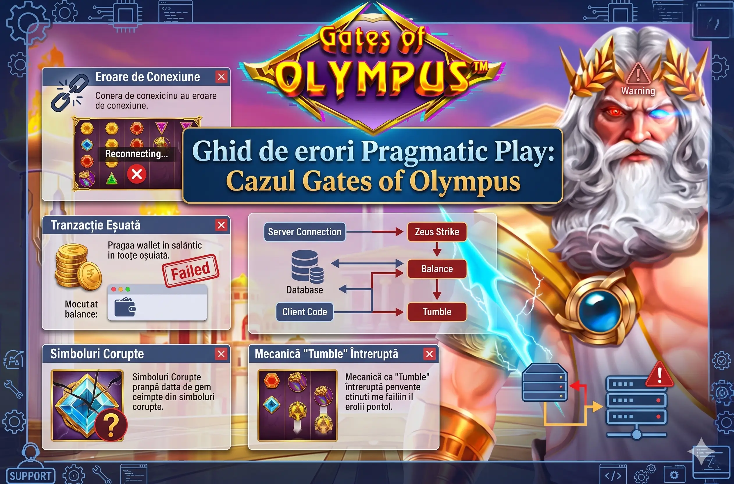 Ghid de erori Pragmatic Play - Cazul Gates of Olympus
